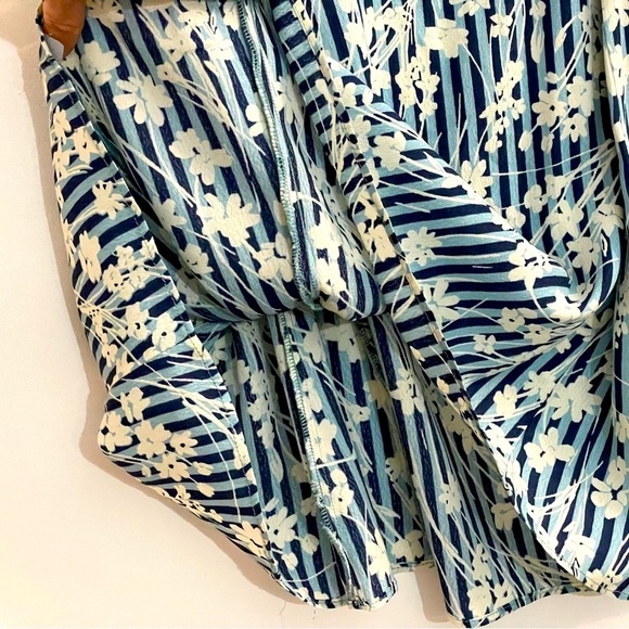 Free People Sun Dress Blue Stripes Size 12 - Picture 5 of 12